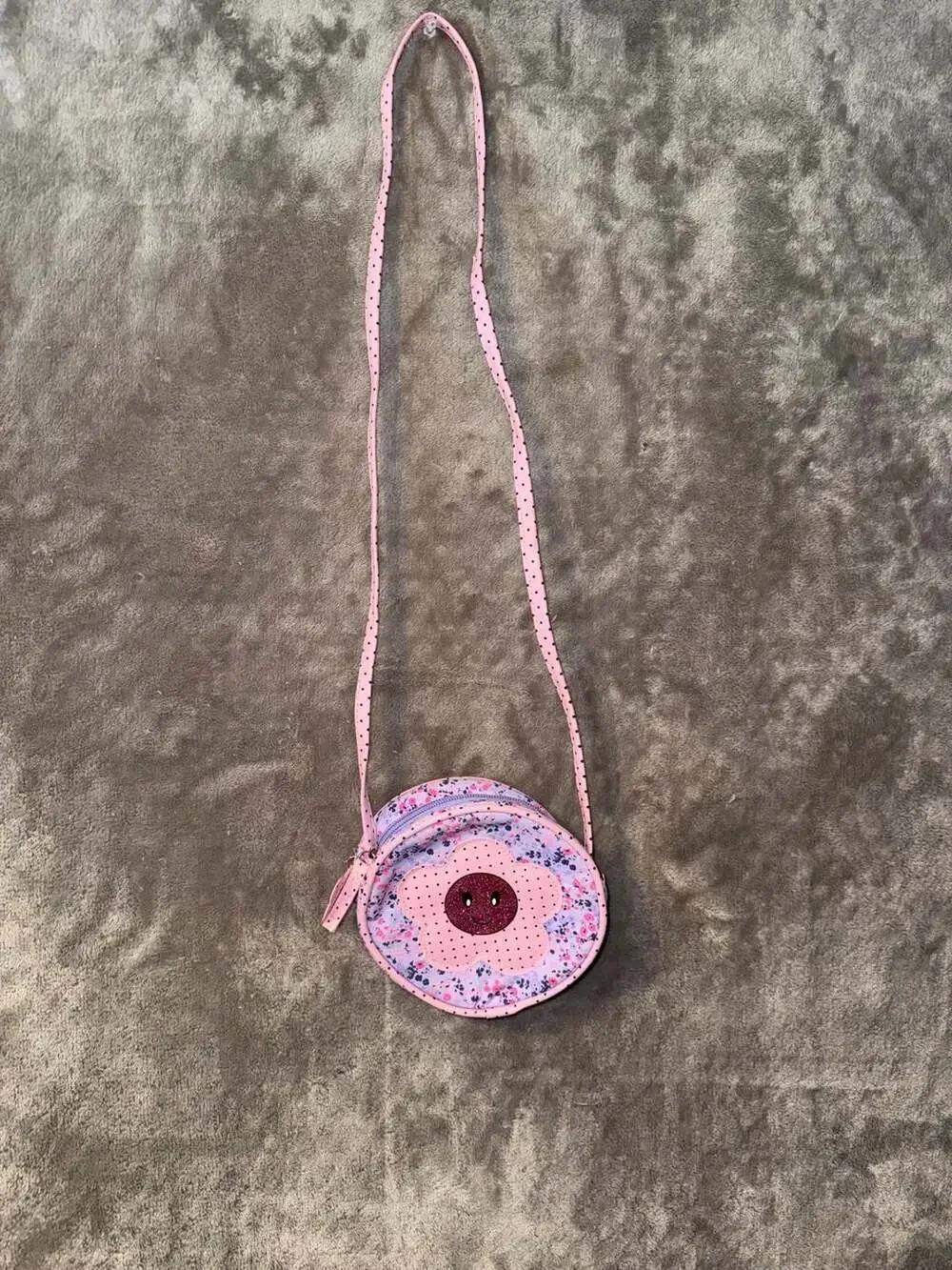 Laura Ashley Floral Smiley Face Round Crossbody Bag